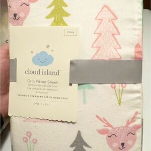 Cloud Island Pink and Green Crib Fitted Sheet